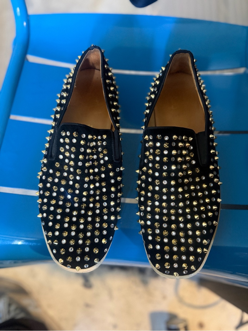 Black Studded Slip-On Men's Shoes
